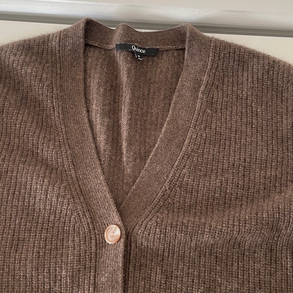 Quince 100% Cashmere Oversized Brown Boyfriend Cardigan Sweater Small - Picture 3 of 11